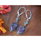 Eudialyte & Herkimer Diamond (Quartz) Sterling Silver Earrings