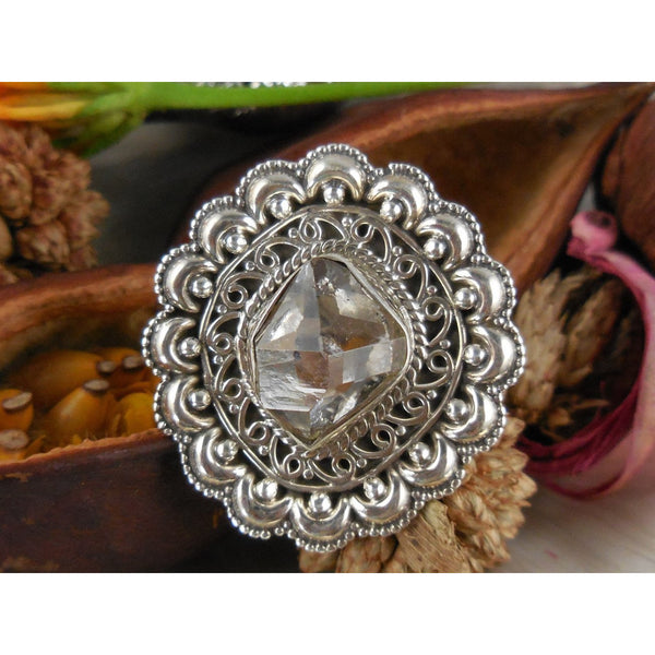 Herkimer Diamond (Quartz) Sterling Silver Ring - Size 9