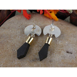 Onyx & Tourmaline Bi-Color Sterling Silver Post Earrings