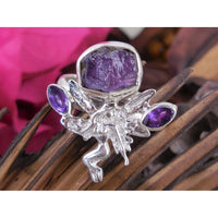 Amethyst (Rough) Sterling Silver Fairy Ring - Size 9