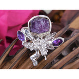Amethyst (Rough) Sterling Silver Fairy Ring - Size 9