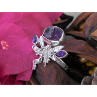 Amethyst (Rough) Sterling Silver Fairy Ring - Size 9