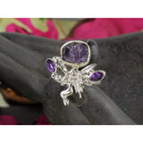 Amethyst (Rough) Sterling Silver Fairy Ring - Size 9