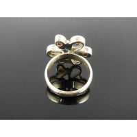 Garnet & White Topaz Sterling Silver Ring - Size 8