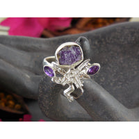 Amethyst (Rough) Sterling Silver Fairy Ring - Size 9