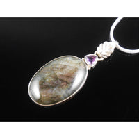 Labradorite & Amethyst Sterling Silver Pendant/Necklace