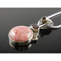 Rhodochrosite & Garnet Sterling Silver Pendant/Necklace