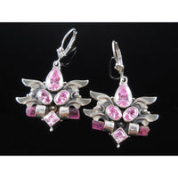 Kunzite & Tourmaline (Rough) Sterling Silver Earrings