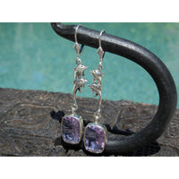 Alexandrite (Lab) Color Changing Sterling Silver Dolphin Earrings