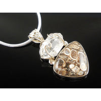 Turtella Jasper & Herkimer Diamond (Quartz) Sterling Silver Pendant/Necklace