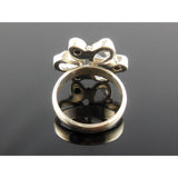 Herkimer Diamond (Quartz) and Onyx Sterling Silver Ring - Size 8.5