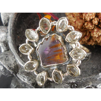 Cacoxenite & Herkimer Diamond (Quartz) Sterling Silver Ring - Size 8