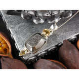 Hematite Drusy & Citrine Sterling Silver Pendant/Necklace