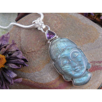 Labradorite & Amethyst Sterling Silver Pendant/Necklace
