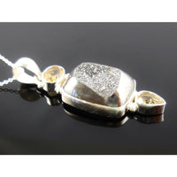 Hematite Drusy & Citrine Sterling Silver Pendant/Necklace