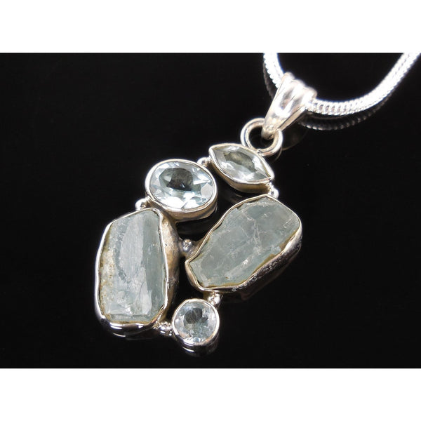 Aquamarine & Blue Topaz Sterling Silver Pendant/Necklace
