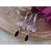Rose Quartz & Garnet Sterling Silver Earrings