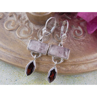 Rose Quartz & Garnet Sterling Silver Earrings