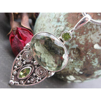 Green Amethyst & Peridot Sterling Silver Pendant/Necklace