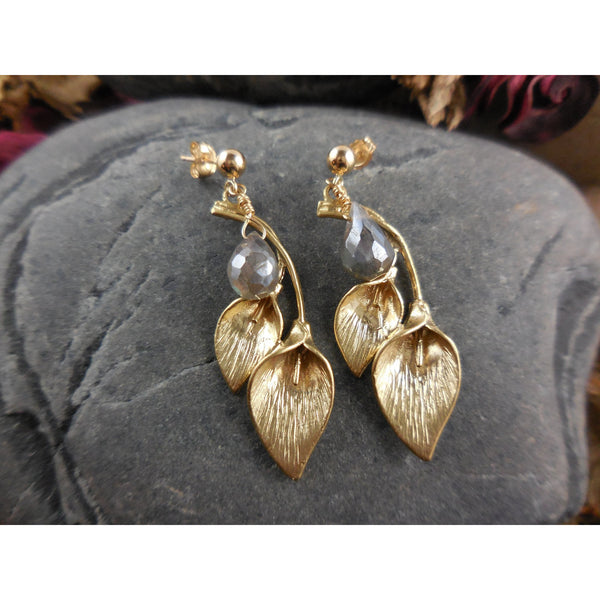 Gold-Filled Labradorite Gemstone Post Earrings