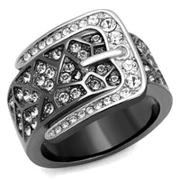 Stainless Steel & CZ Buckle Ring