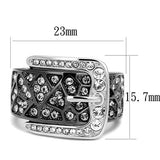 Stainless Steel & CZ Buckle Ring
