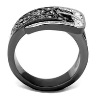 Stainless Steel & CZ Buckle Ring