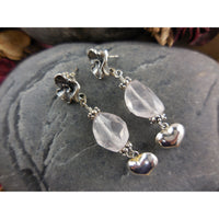 Sterling Silver Rose Quartz Sterling Silver Puffy Heart Post Earrings