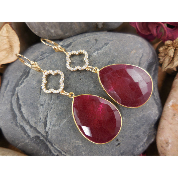 Gold-Filled Ruby Earrings
