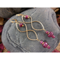 Gold-Filled Ruby Sapphire Corundum Earrings
