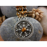 Handwoven 3-Row Tigers Eye Bracelet w/Sterling Silver Round Box Clasp