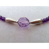 Amethyst Bead Necklace w/Sterling Silver Chain & Clasp
