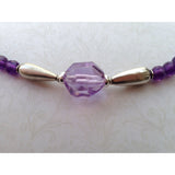 Amethyst Bead Necklace w/Sterling Silver Chain & Clasp