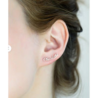 Personalized Name 925 Sterling Silver Post Earrings - Pair
