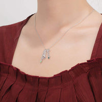 Personalized Name & CZ Sterling Silver Charm Necklace:  3 Name Charms