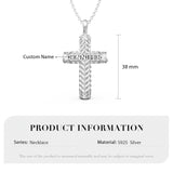 Personalized Cross Sterling Silver Pendant/Necklace