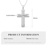 Personalized Cross Sterling Silver Pendant/Necklace