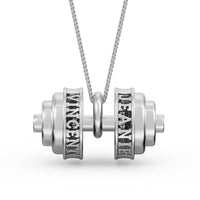 Personalized Sterling Silver w/CZ Dumbbell Pendant/Necklace - 2 Names
