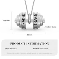 Personalized Sterling Silver w/CZ Dumbbell Pendant/Necklace - 2 Names