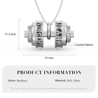 Personalized Sterling Silver w/CZ Dumbbell Pendant/Necklace - 2 Names