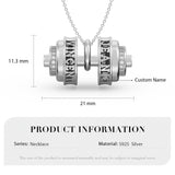 Personalized Sterling Silver w/CZ Dumbbell Pendant/Necklace - 2 Names