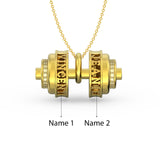 Personalized Sterling Silver w/CZ Dumbbell Pendant/Necklace - 2 Names