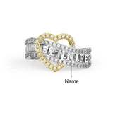 Personalized Jewelry Heart-Shaped Two-Toned w/CZ Accents Sterling Ring