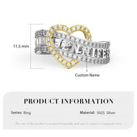 Personalized Jewelry Heart-Shaped Two-Toned w/CZ Accents Sterling Ring