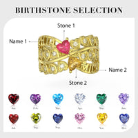 Personalized Sterling Silver w/Heart-Shaped CZ Ring (2 Names)
