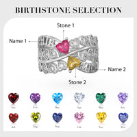 Personalized Sterling Silver w/Heart-Shaped CZ Ring (2 Names)