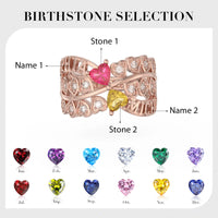 Personalized Sterling Silver w/Heart-Shaped CZ Ring (2 Names)
