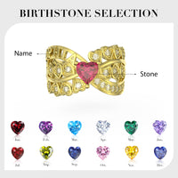 Personalized Sterling Silver w/Heart-Shaped CZ Ring (1 Name)