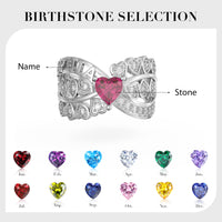 Personalized Sterling Silver w/Heart-Shaped CZ Ring (1 Name)