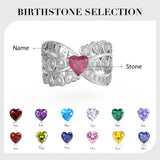 Personalized Sterling Silver w/Heart-Shaped CZ Ring (1 Name)